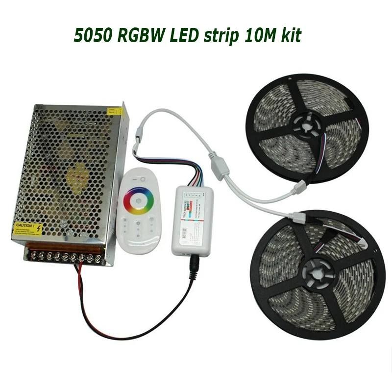 5 м-20 м DC12V Светодиодные ленты RGBW RGBWW 5050 гибкая лента + 2,4 г РФ контроллер RGB + светодиодный мощность комплект поставки