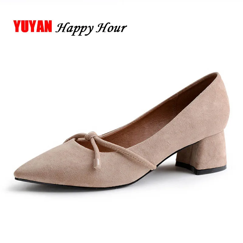 

New 2019 Fashion Thick Heels for Women Pointed toe Elegant Pointed toe Women's Pumps Brand Ladies High Heels 5cm ZH2610