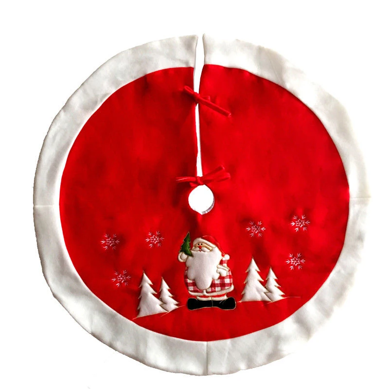 JX-LCLYL  Santa Claus Print Ornaments Christmas Tree Skirt Apron Xmas Party Home Decor