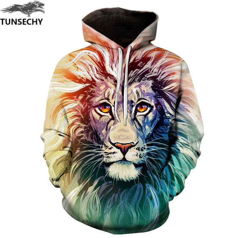 

TUNSECHY New Fashion Men/Women 3D Sweatshirts Print Flowers Lion Hoodies Autumn Winter Hooded Pullovers Tops Free transportation