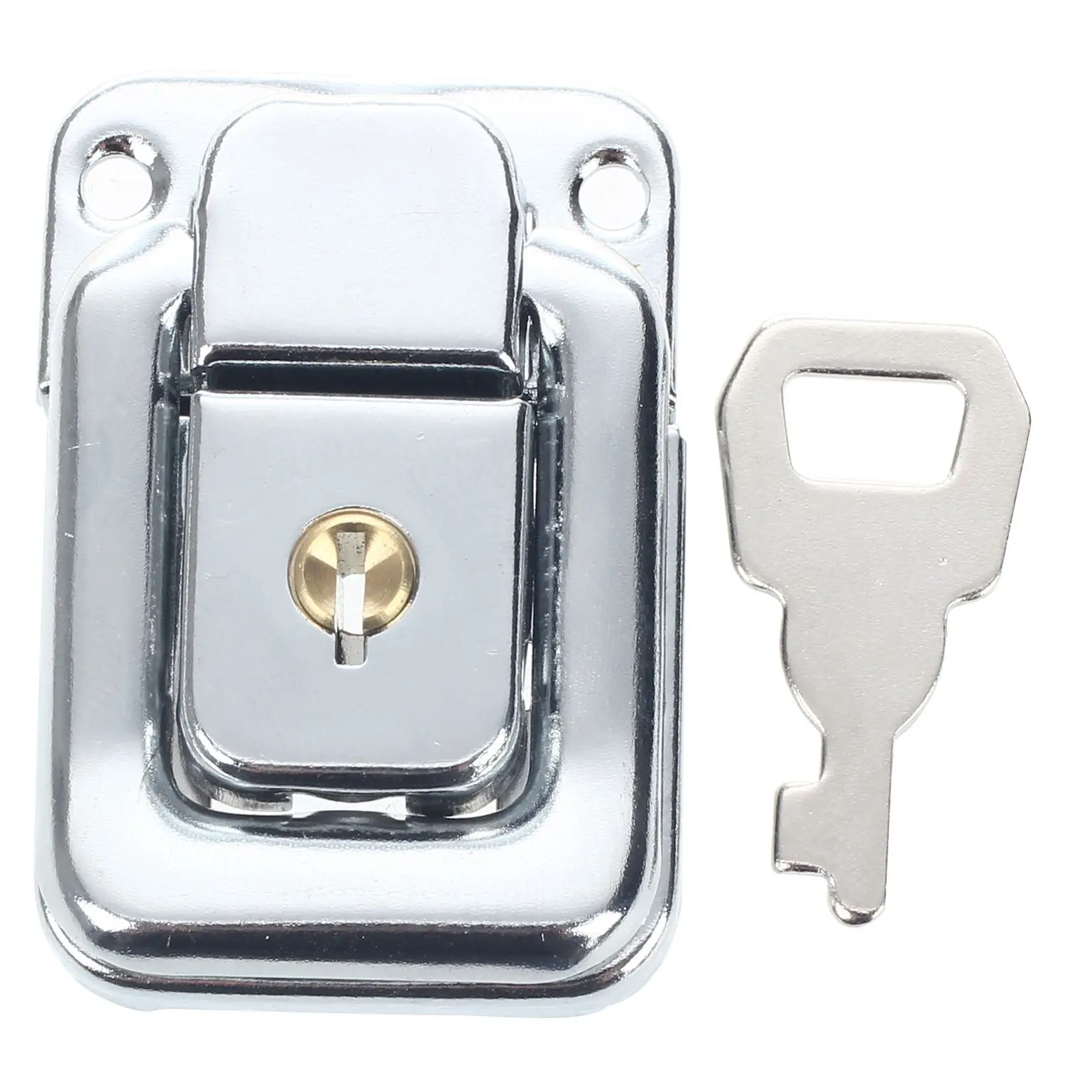 

EWS-Silver Tone Iron / Chrome plating Fix Hole Diameter 3mm Suitcases Case Box Hasp Latch Lock with 1 Key