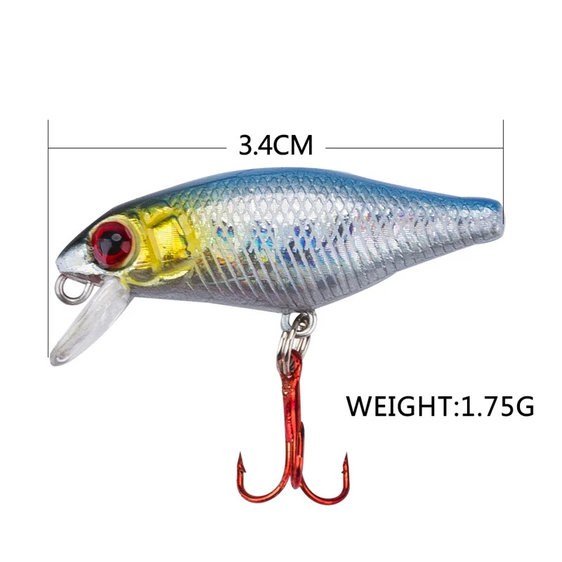 5 шт./компл. Crankbait 1,75 г 3,4 см воблер мини жесткие приманки для рыбной ловли нахлыстом приманки для рыбалки с пластиковой коробкой leurre dur kit de pesca