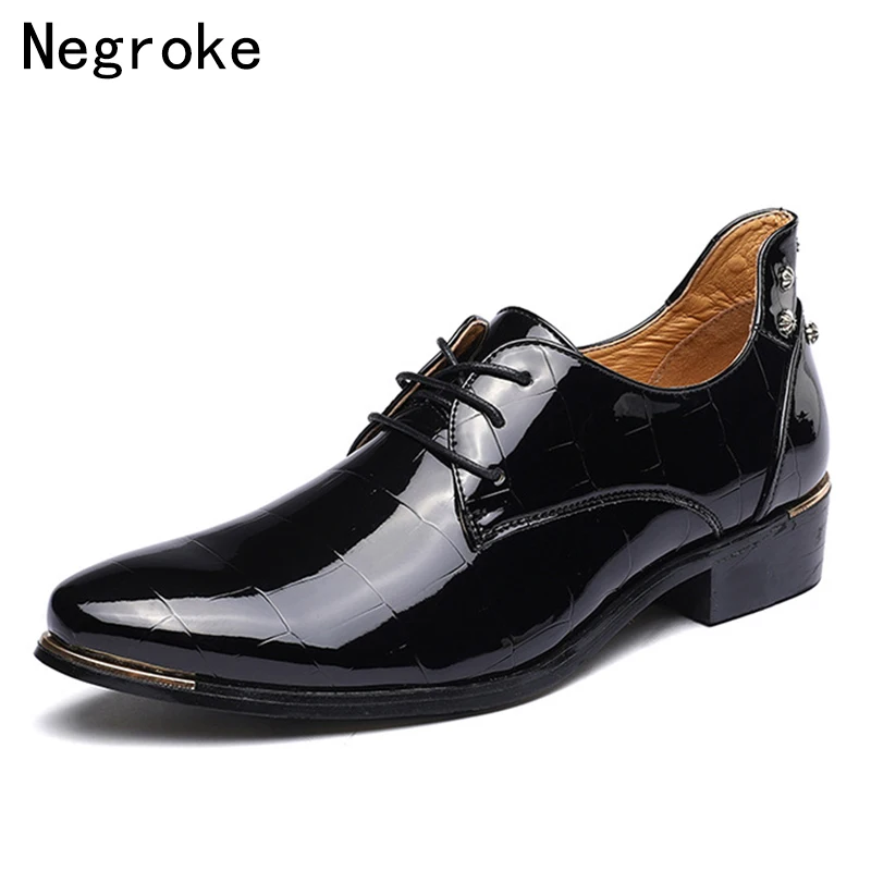 

Fashion Designer Shiny Leather Men Shoes 2019 New Pointed Toe Formal Business Wedding Dress Shoes Men's Oxfords Zapatos Footwear
