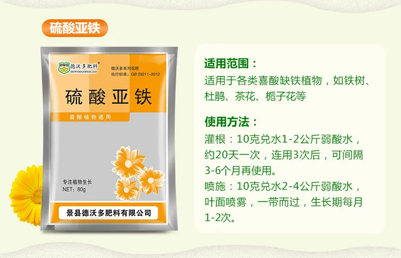 80 grams/bag Plant flower general Ferrous sulfate fleshy fertilizer