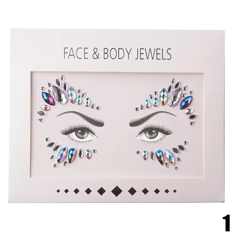 

Temporary Face Stickers Easy To Operate Face Gems Rhinestone Temporary Tattoo Fashion Diy Face Stickers Party Body Glitter Stick