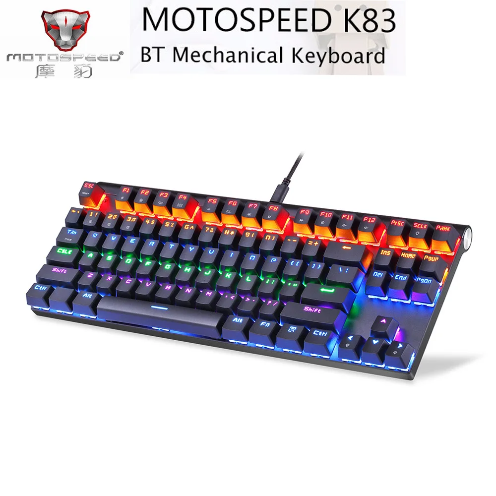 

Original MOTOSPEED K83 Wireless Bluetooth Keyboard Keypad 87 Keys Mechanical Keyboard 1300mAh Battery With LED Gaming Keyboard