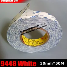 30 мм* 50 м* 0,15 мм) 3 м прочная Двухсторонняя клейкая лента 9448 белая для электрических компонентов, табличка, Резиновая лента, светодиодный, ЖК-экран
