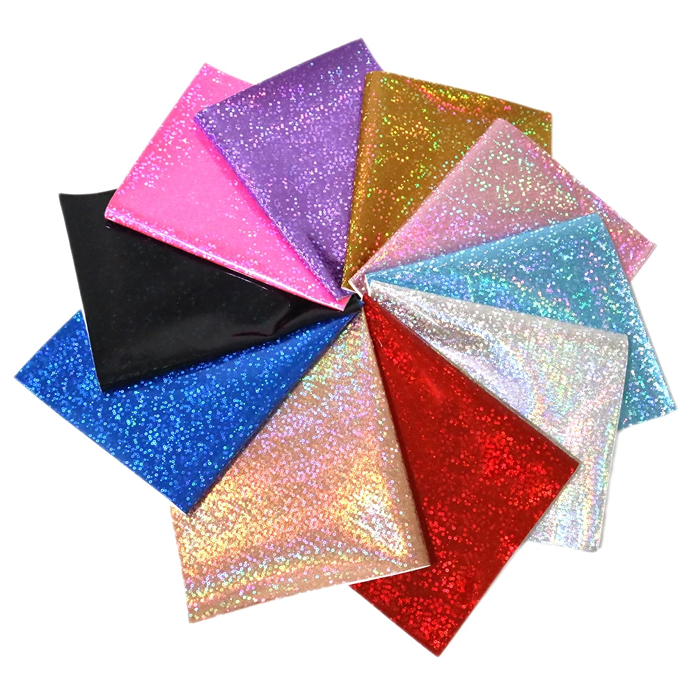 

David accessories 10Pieces/set 20*34cm Hologram Laser Texture Synthetic Leather Patchwork Hair Bow Handbag DIY,1Yc6291