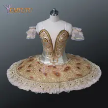 Взрослый профессиональная балетная Костюм с балетной юбкой золото, балетки плоская балетная пачка юбка, Для женщин производительность Классической балетный костюм платье