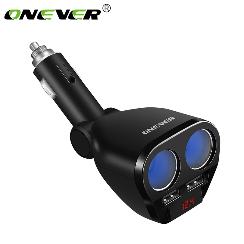 Onever 5 V/3,4 в 120 Вт розетка для автомобильного прикуривателя Разветвитель Мощность адаптер с двумя USB портами, Зарядное устройство автомобиля Наборы DVR gps MP3 12 V-24 V - Название цвета: Черный