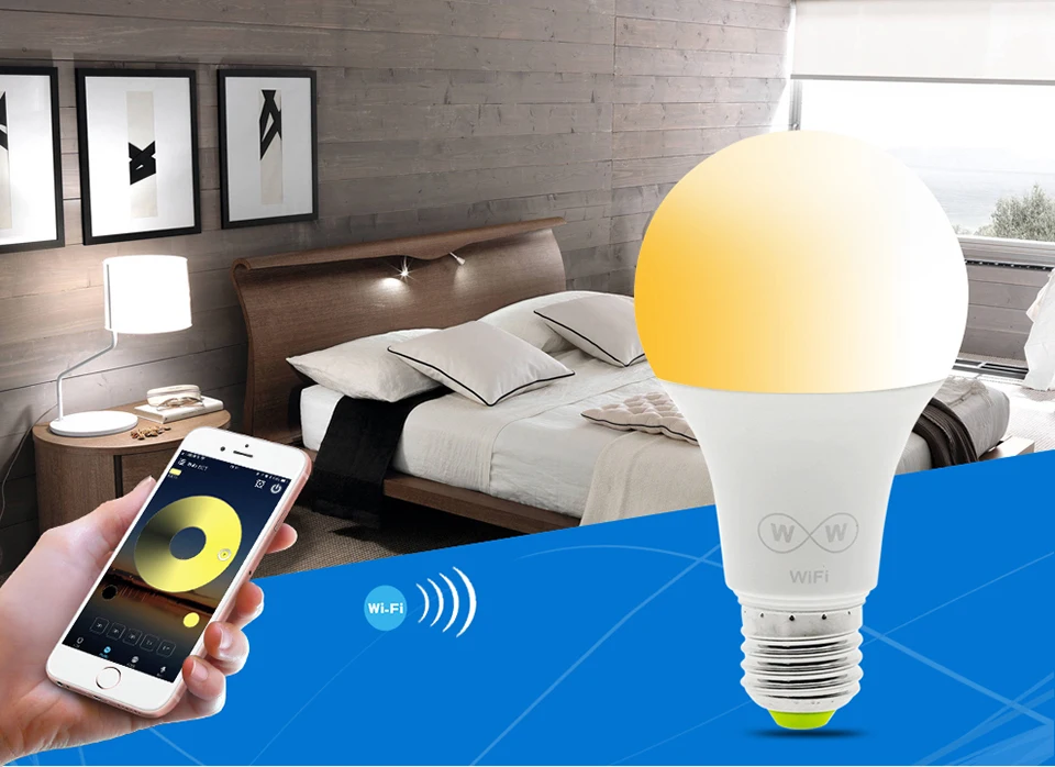 Светодиодный лампы E27 Смарт WI-FI, работает с Amazon Alexa и Google Home RGB белый Холодный теплый белый AC85-265V 6,5 W светод