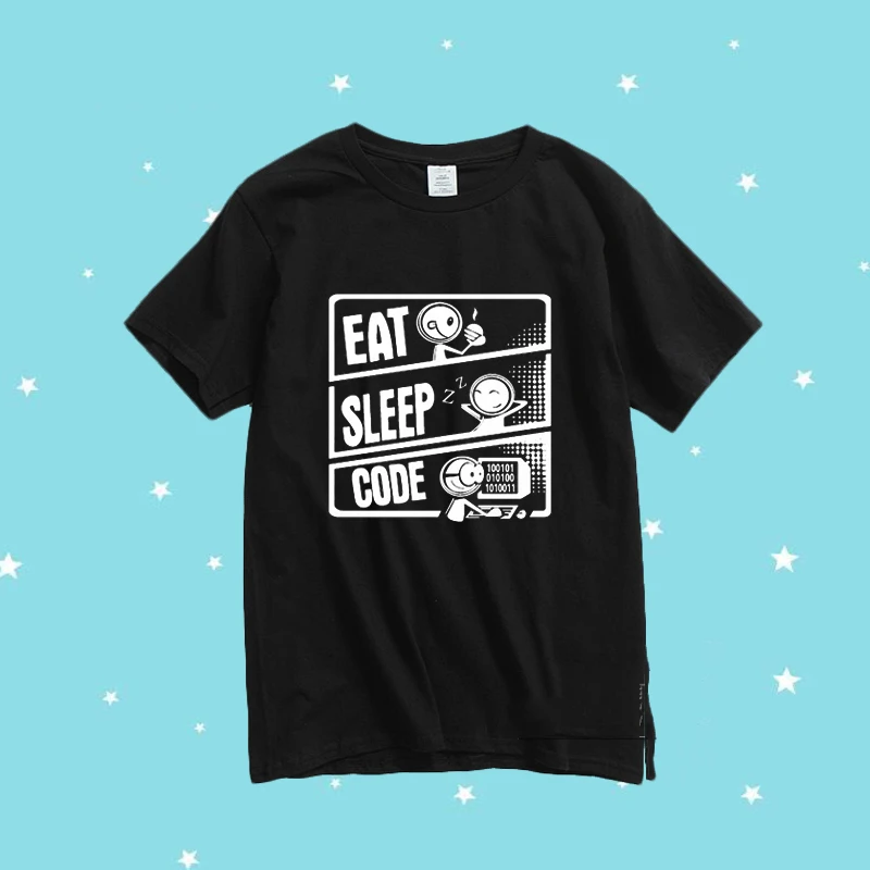 

Github Linux Ubuntu Ruby JAVA Sleep Eat and Code IT Men Boys Unisex Short Sleeve Summer T shirt Tee Gift