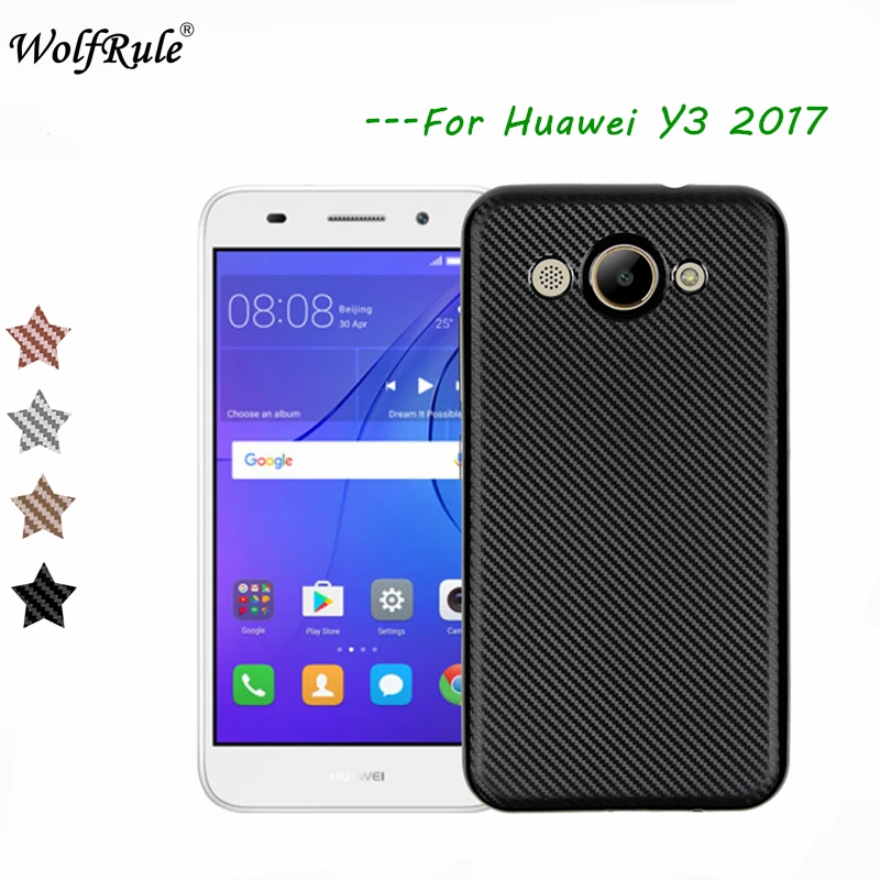 Wolfrole Huawei Y3 2017 чехол Y5 lite Роскошный полный защитный из углеродного волокна ТПУ для