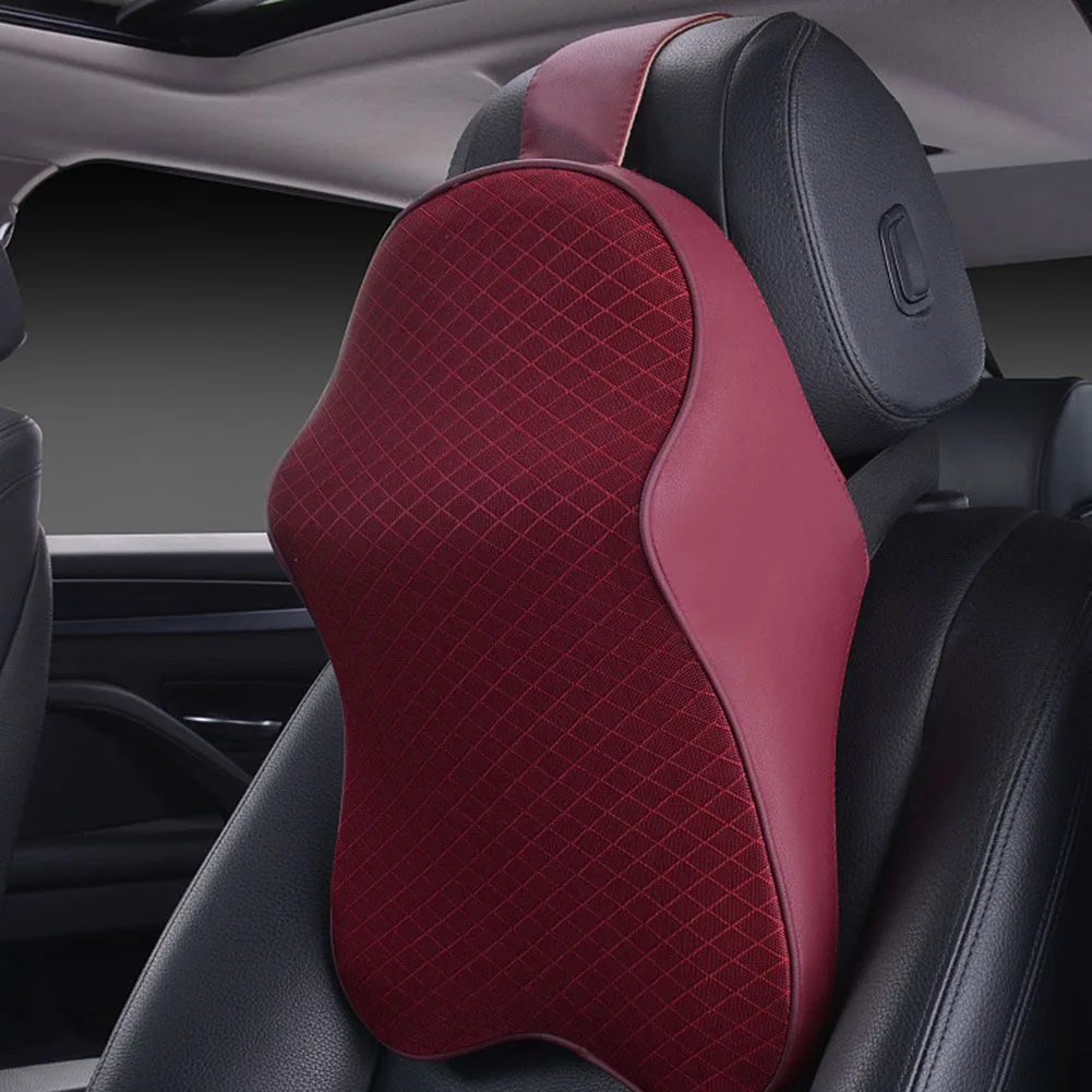 3D пространство пены памяти подголовник автомобиля подушка для шеи подголовник автомобиля Подушка Автомобильная подушка дорожная подушка для шеи - Название цвета: Red