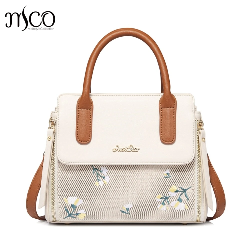 

Designer brand luxury handbags Women's Ladies Fashion Embroidery Flower Tote Purse Female Leisure Beige Color Crossbody Bags