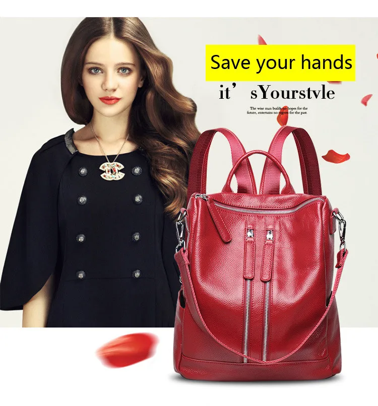 Zency Модный женский рюкзак из натуральной кожи, женские дорожные сумки, школьный рюкзак для девочек в консервативном стиле, 3 способа ношения, модный рюкзак