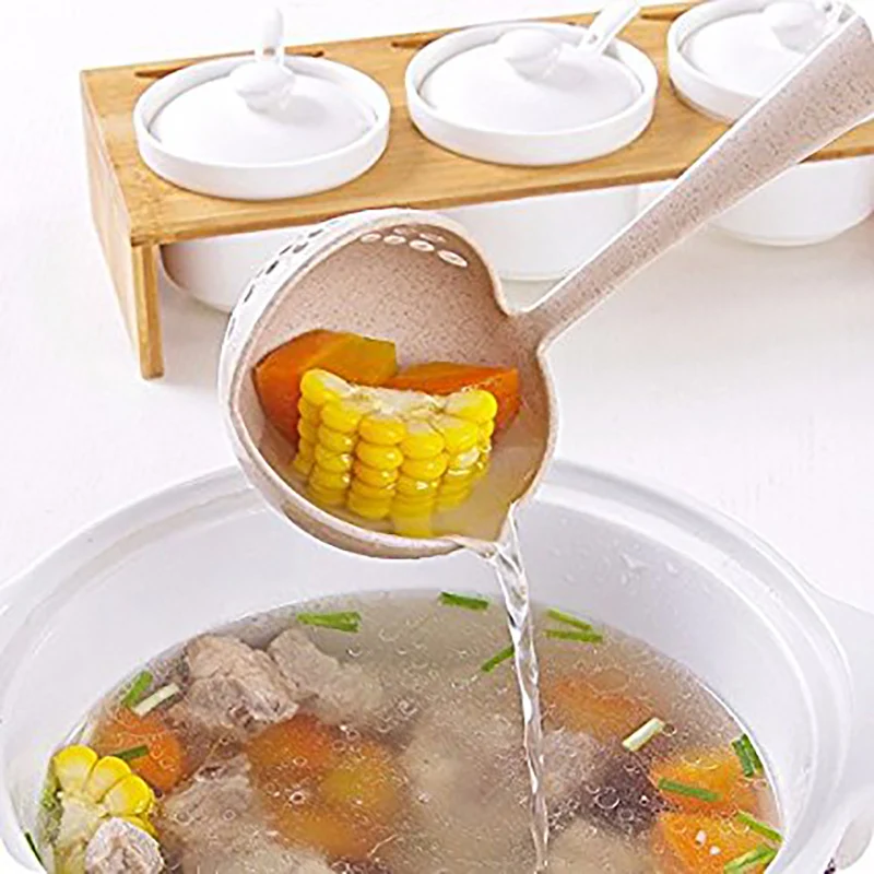 WALFOS пищевая 2 в 1 длинная ручка ложка для супа ложки для каши ковшовый дуршлаг с фильтром столовые приборы кулинарные кухонные принадлежности