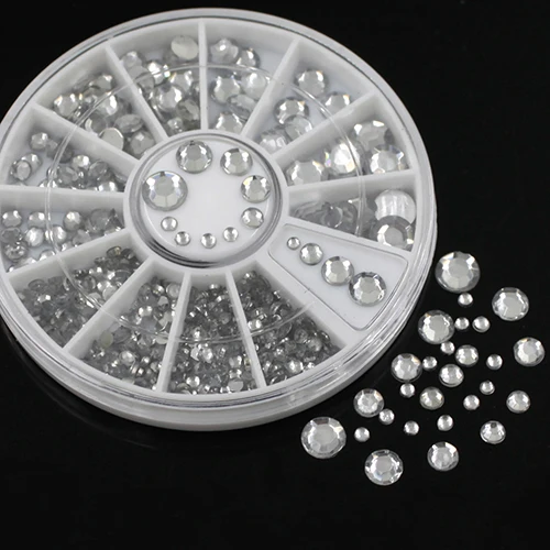 

6 Different Sizes 300pcs Nail Art 3D Crystal Glitter Rhinestone Tips DIY Decoration Wheel 5VUO 7GRA