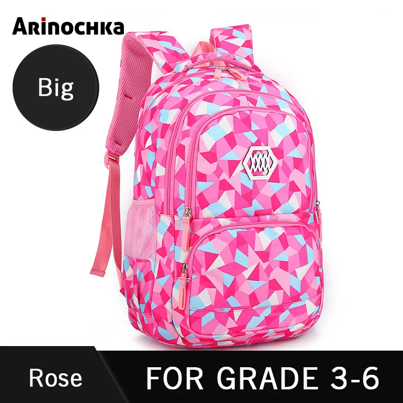 Детские сумки для начальной школы для подростков мальчиков г. большой емкости плед Печать школьный рюкзак Водонепроницаемый Дети Книга сумка - Цвет: Big-Rose