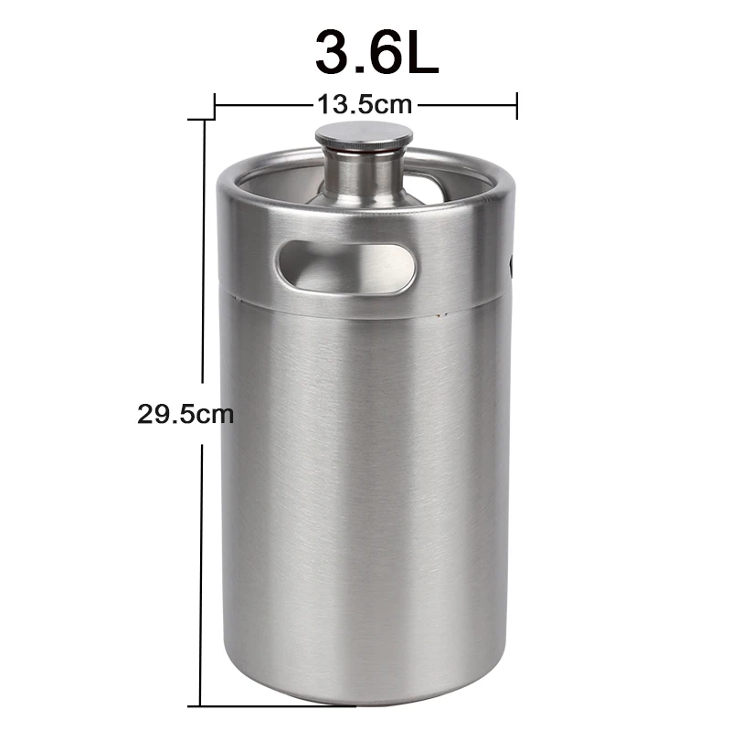 Мини бочонок Ворчун фляга крафт пиво домашнее ПИВОВАРЕНИЕ из нержавеющей стали 304 бочонок для пива, воды, соды, вина, кофе - Color: 3.6L growler