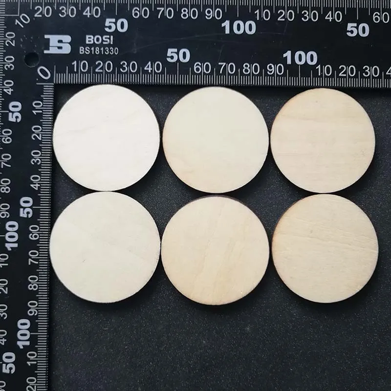 100pcs 44mm Blank Unfinished Wooden Circle Wood Discs Cutouts Plain