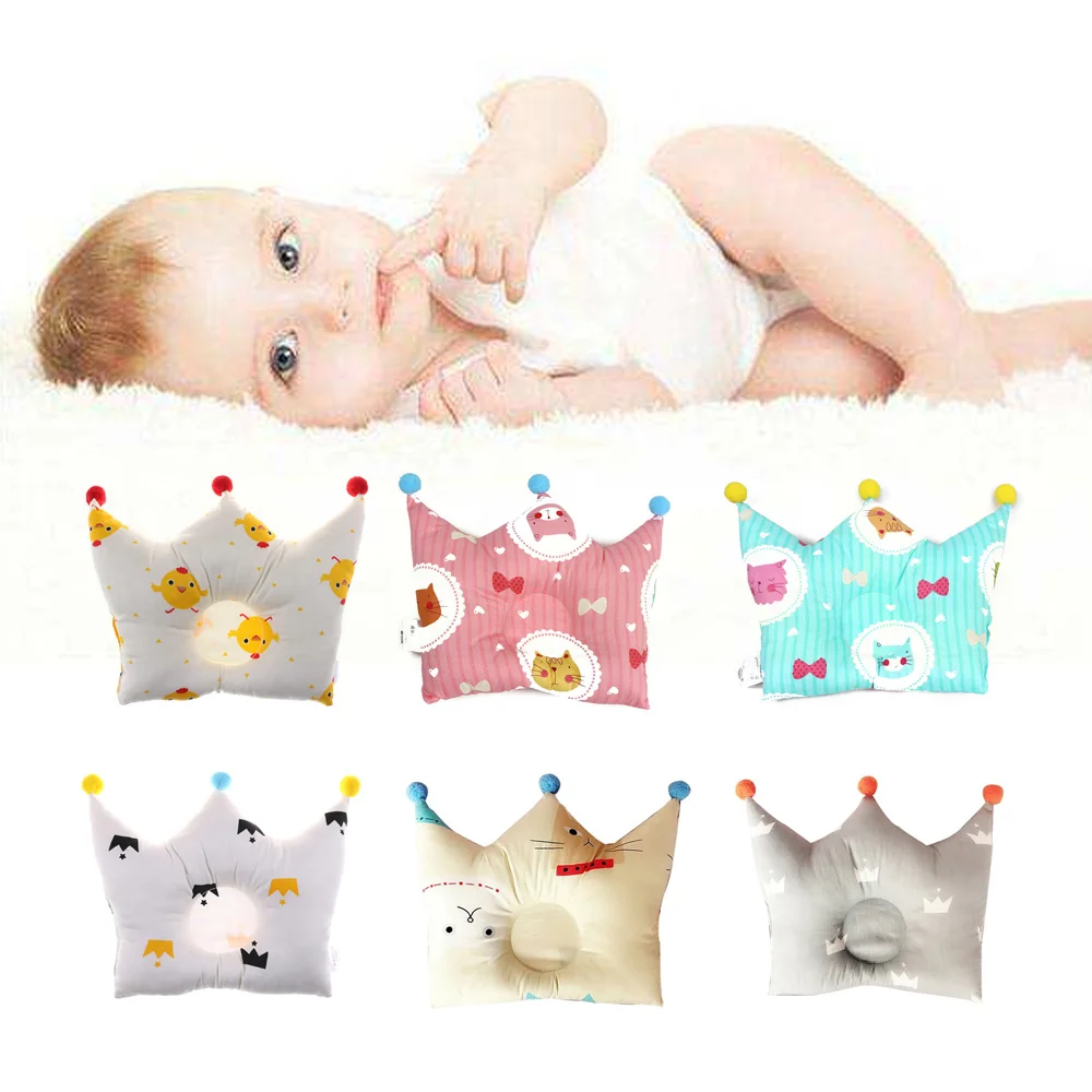 

Cute Baby Shaping Pillow Toddler Crown Dot Bedding Pillows Newborn Positioner Prevent Flat Head Cushion for 0-24 Month Infants