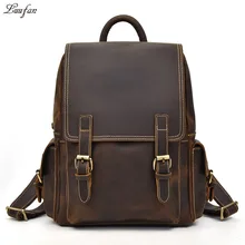 Большой Вместительный мужской кожаный рюкзак Crazy Horse из натуральной коровьей кожи 1" рюкзак для ноутбука школьный рюкзак сумки мужские mochila