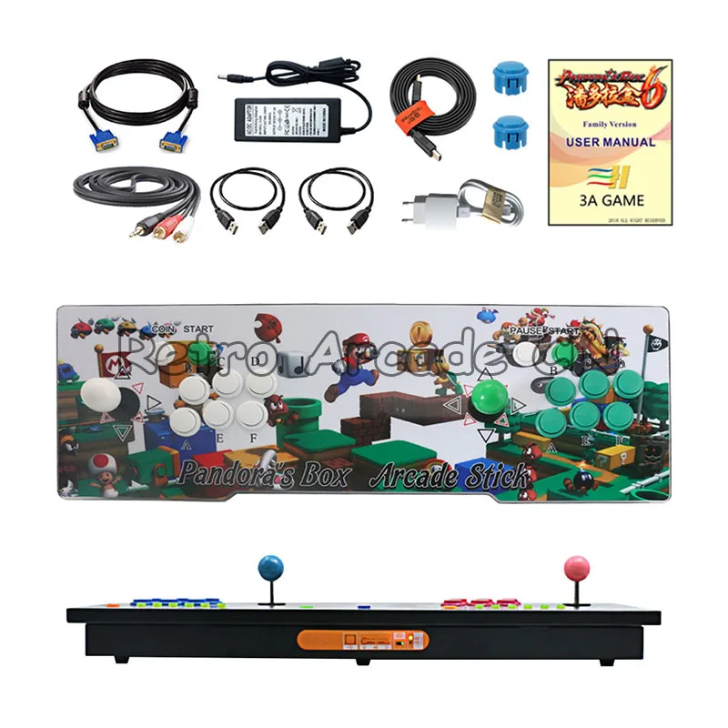 1 set 3A Game Original Pandora's Box 6 1300 in 1 arcade joystick 2 players iron LED console HDMI VGA usb to pc tv ps3 Tekken