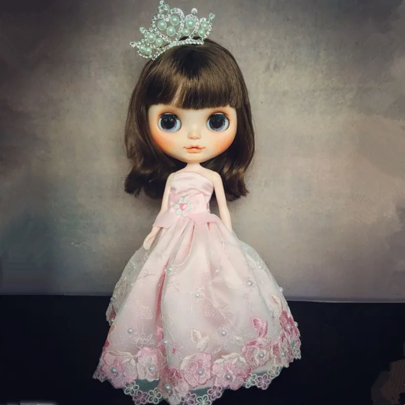 

Clothes For 1/6 Blyth Purple/Pink Lace Dress With Small Crown For Pullip, Licca, Azone 1/6 Doll Clothes Doll Accessories