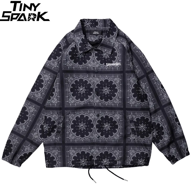 

2019 Mens Hip Hop Jacket Streetwear Vintage Pattern Embroidery Harajuku Retro Windbreaker Jacket Fashion Autumn Jackets Coat