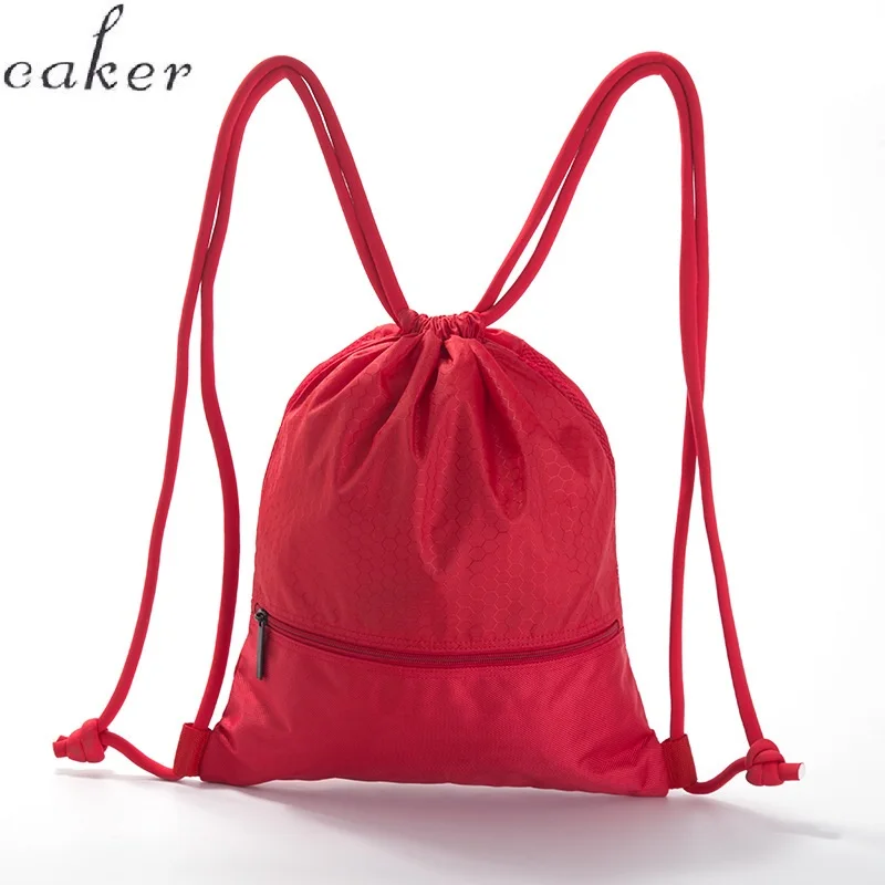 Caker бренд Drawstring рюкзак для мужчин и женщин водонепроницаемые легкие рюкзаки для путешествий Черный Синий Красный Сумка для