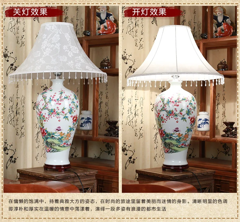 China Antique Living Room Vintage Table Lamp Porcelain Ceramic Table Lamp wedding decoration table lamp bird (2)