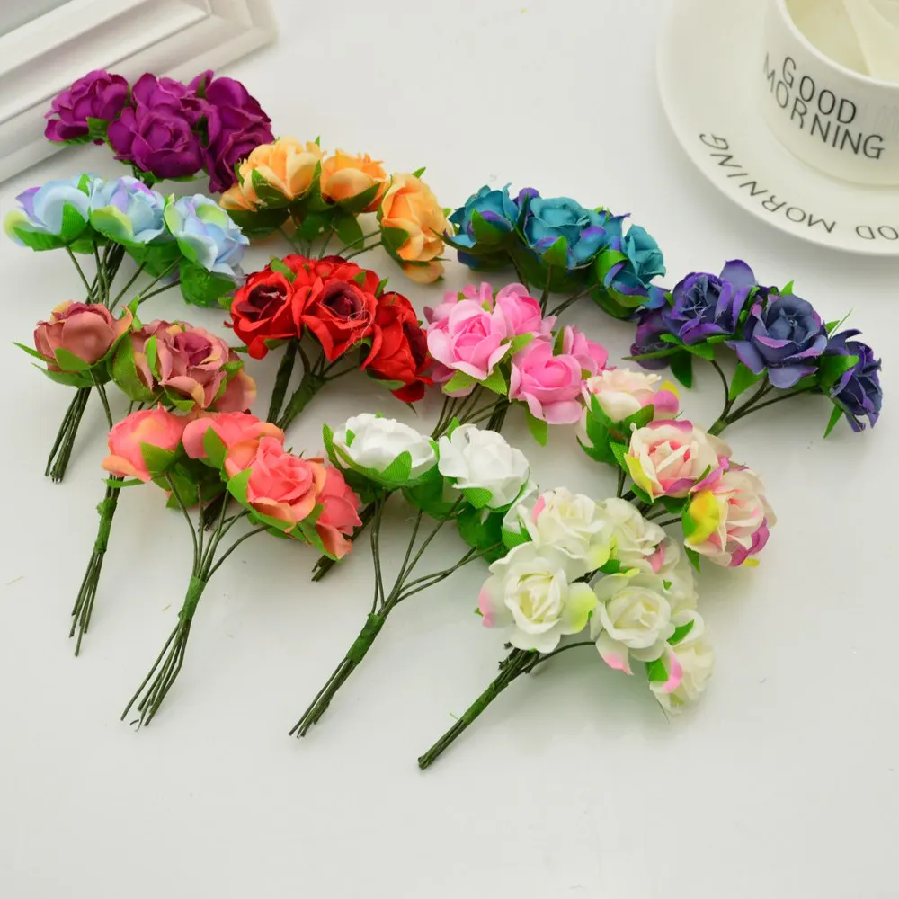 

18pcs Silk roses wedding shoes headdress DIY Wreath gift box home wall decoration cheap Artificial flower Collage garland bridal