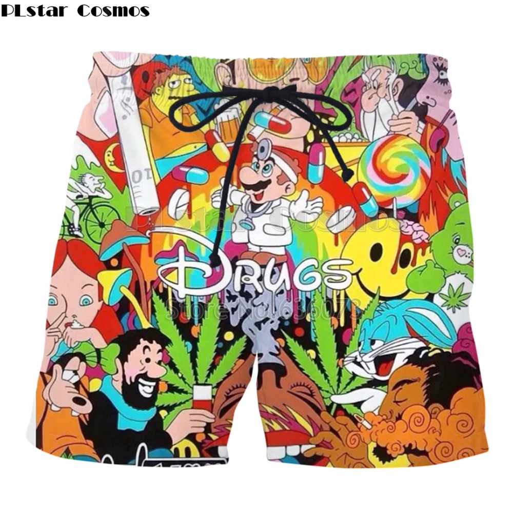 

PLstar Cosmos Drop shipping 2018 Summer new style Fashion shorts Cartoon Super Mario 3D print funny drugs Shorts