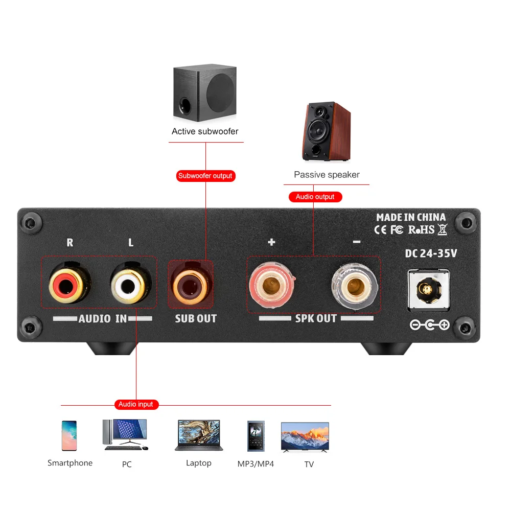 Amplificador de Potência de Áudio Amp para Casa Som de Áudio Aiyima Canal Mono Amplificador 300w Hifi Subwoofer Classe d Amp Ne5532 op Tpa3255d2 - Image 4