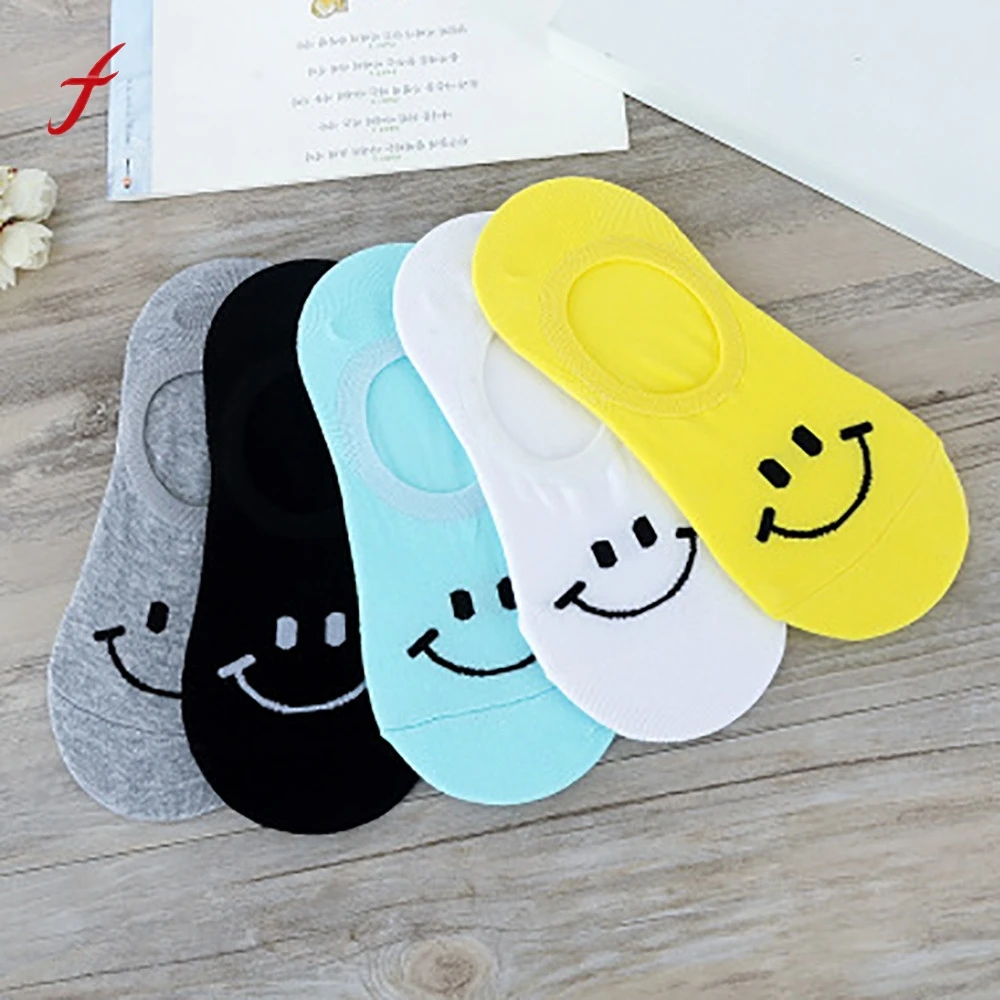 

Feitong 2017 Fashion Lovely Women Socks Comfortable Smile Emjoy Cute Cotton Socks Slippers Short Low Cut Ankle Socks Female New