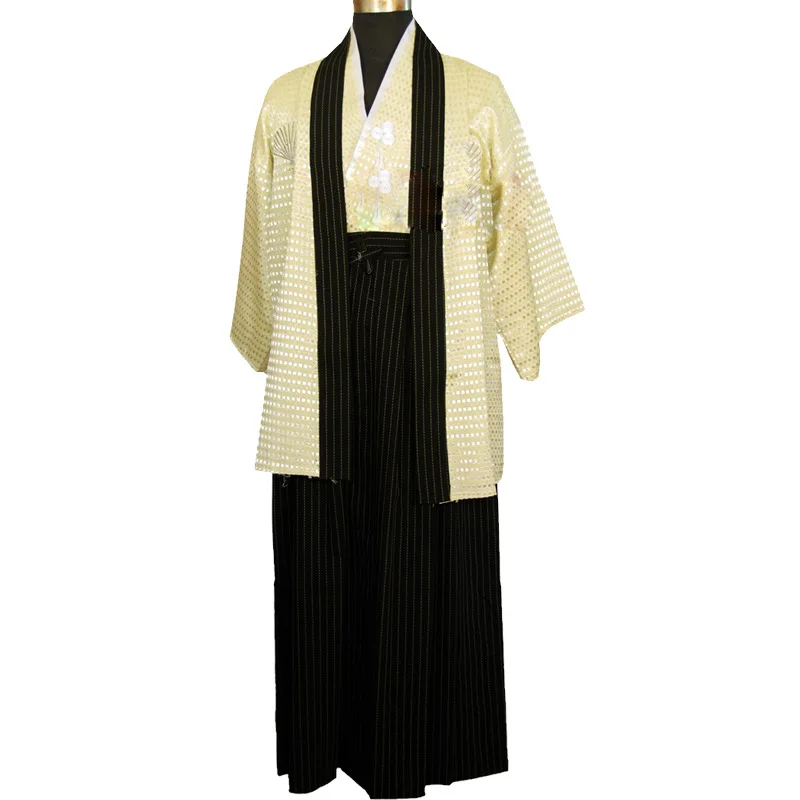 3 Pcs Vintage Kimono Japones for Man Japanese Traditional Dress Male Yukata Stage Performance Dance Costumes Hombres Quimono 89