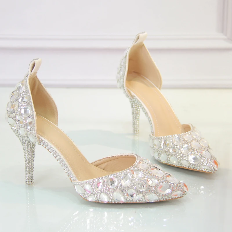Love Moments/женские свадебные туфли со стразами Серебристые свадебные туфли обувь на высоком каблуке Большие размеры 41-43 Женская обувь на платформе