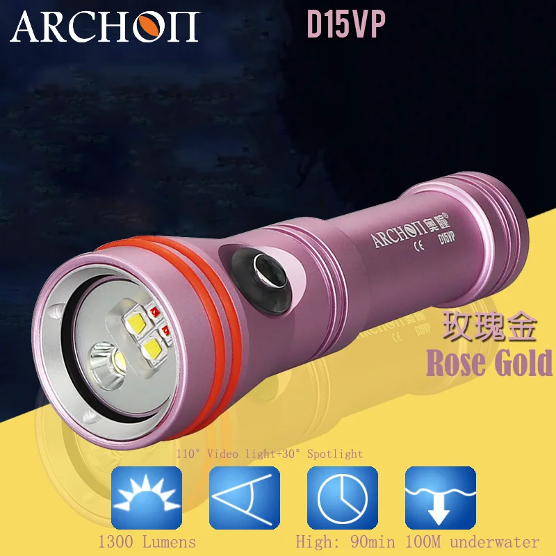  2018  ARCHON D15VP Diving Video Spot Light CREE LED Max 1300 lumens 110 / 30 degree 100M underwater - 32854360452