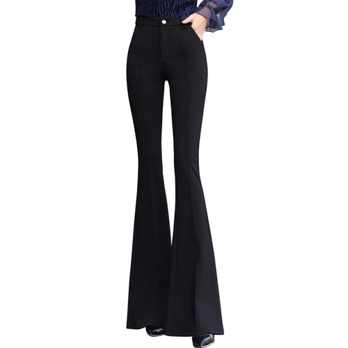 

2019 Brand New Women Fashion Pants Plus Size Slim Long Flare Trousers Wide Leg Pants Elegant Office Ladies Trousers Pantalones