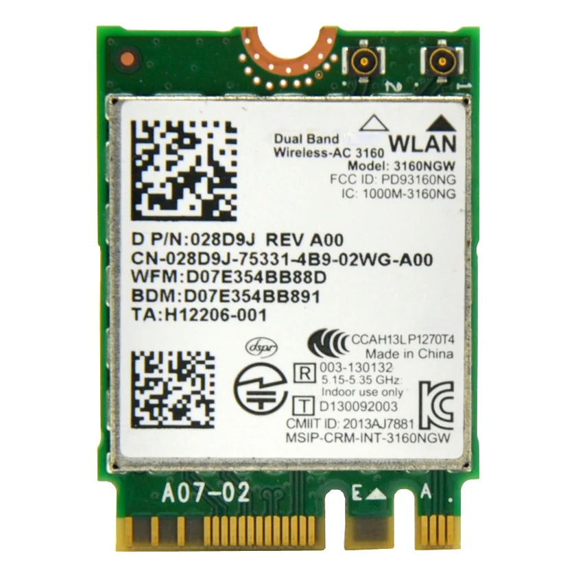 3160ac 2 4 ГГц и 5 0 433 Мбит/с мини M2 NGFF PCI-E WiFi адаптер с Bluetooth BT для Intel 3160NGW ASUS / DELL /ACER |