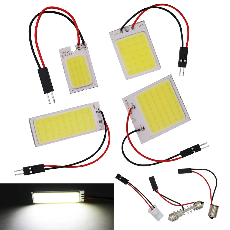 

1X T10 Cob Festoon BA9S Dome Light Car Led Panel Lamp Auto Interior Reading Lamp Bulb With Festoon BA9S T10 Adapter LED Light