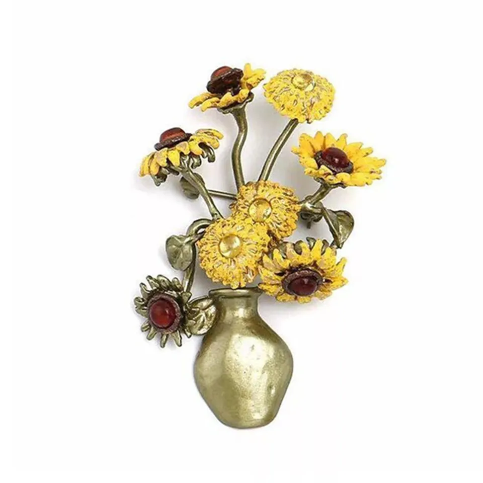 

2017 High Quality Van Gogh Sunflower Womens Amybaby Vintage Brooch Jewelry
