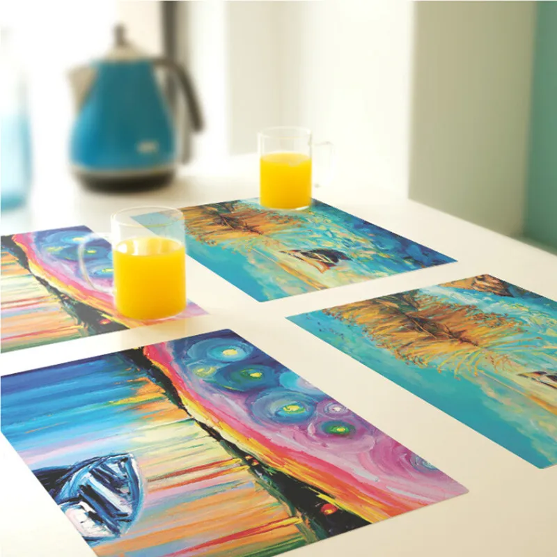 

CFen A's PVC Dining Table Place Mats Waterproof Kitchen Table Mat Craft for Cup Bowl Plate 2pcs