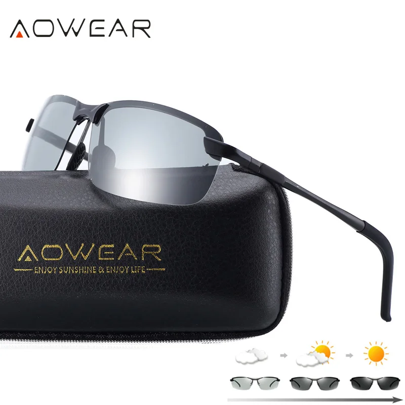 AOWEAR HD поляризационные фотохромные солнцезащитные очки, мужские очки-хамелеоны для вождения, мужские очки для вождения на День и ночь, Oculos Lentes Sol Hombre