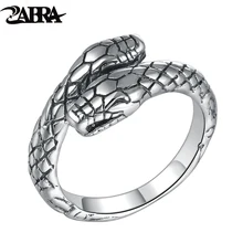 ZABRA Sólido 925 de Plata de la Serpiente Cola Meñique Anillo Mujer Hombre Vintage Retro Mujeres 925 Joyas anel masculino