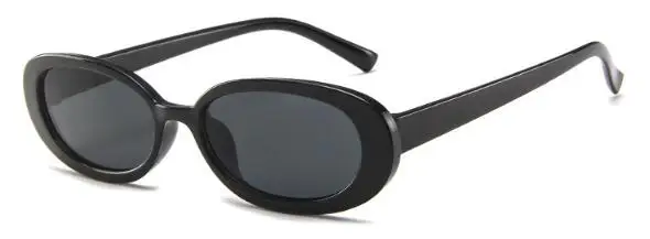 Прозрачные коричневые женские очки винтажные маленькие овальные солнцезащитные очки дамские дизайнерские брендовые роскошные мужские очки для вождения 90s милые очки - Цвет линз: C8 black gray