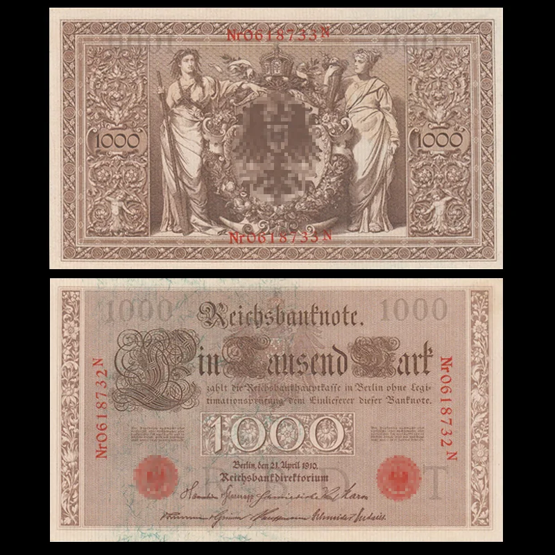 Германия 1000 Mark 1910 P-44b большой размер Европа UNC коллекция подарок оригинальные