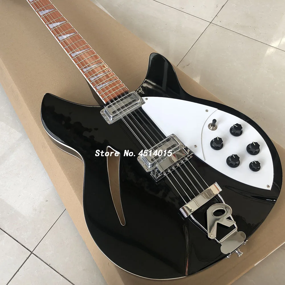 

Premium12- string Rick 360 electric guitar, Korean accessories, half empty center, R bridge, Black,color can be customized