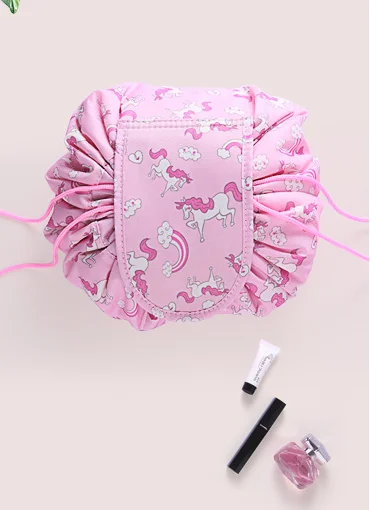 Large Capacity Lazy Makeup Toiletry Bag Drawstring Portable Travel Casual Waterproof Quick Pack Magic Makeup Storage Bag Perfect for Women Girls (Unicorn)07